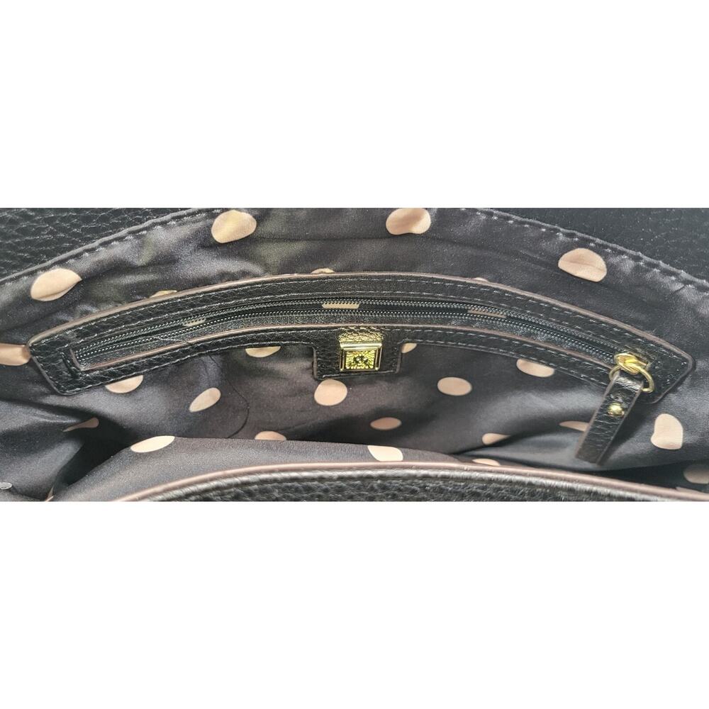 *Z1) Anne Klein Black Faux Pebble Leather Shoulder Tote Hand Bag Purse - Picture 11 of 16